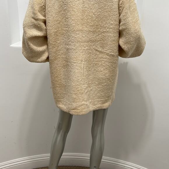 Vintage 90's Side Effects Beige  Knit Sweater Cardigan  Open Front  Size XL - Picture 8 of 14
